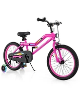18-Inch Kids Bike with Led Lights, Training Wheels, and Headlight, Adjustable Seat for Ages 4-8