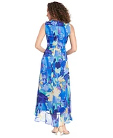 London Times Women's Faux-Wrap Ruffle-Hem Maxi Dress