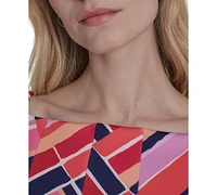 Vince Camuto Plus Printed Scuba Fit & Flare Dress