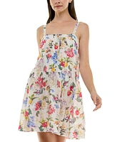 Taylor Petite Printed Pintuck-Bodice Sleeveless Shift Dress