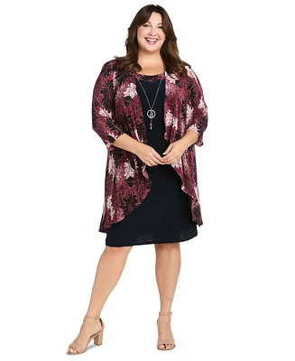 R & M Richards Plus Neck-Sheath Dress Chiffon Jacket