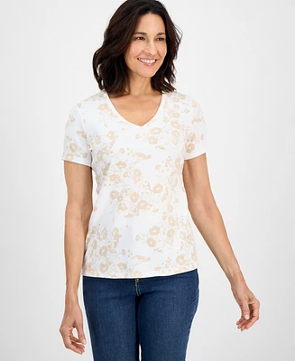 Style & Co Women's Printed Short-Sleeve V-Neck Top, Exclusively at Macy's