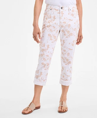 Style & Co Women's Printed Mid-Rise Curvy Capri Jeans, Exclusively at Macy's