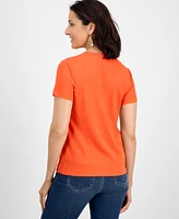 Style & Co Women's Short Sleeve V-Neck Cotton Top, Created for Macy's