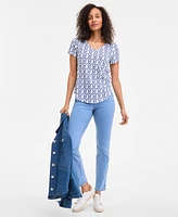 Style & Co Petite Dyed Geo Perfect V-Neck Tee, Exclusively at Macy's