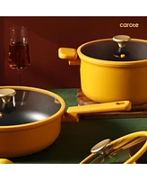 Carote 16pcs Nonstick Cookware set, Pots and Pans, Premium Induction Cookware, Durable & Easy to Clean, Large Frying Pan, Rose Pink