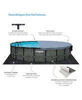 Funsicle 20' x 48" Oasis Round Outdoor Above Ground Swimming Pool, Herringbone