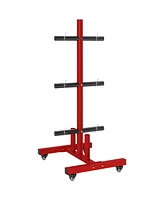 Soozier Olympic Weight Plate Rack with 4 Wheels and 6 Fasten Clamps,
