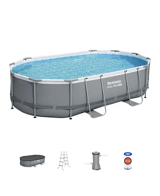 Bestway Power Steel 16' x 10' x 42" Rectangular Above Ground Swimming Pool Set