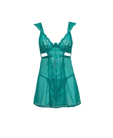 Oh La Cheri Women's Farah Lace Sheer Babydoll