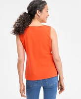 Style & Co Women's Cotton Boat-Neck Sleeveless Top, Created for Macy's