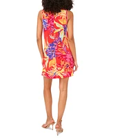 Msk Petite Printed Round-Neck Sleeveless Shift Dress