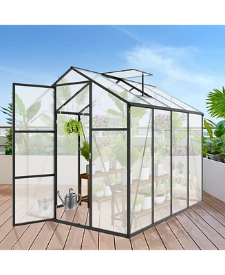 6x8 Ft Aluminum Polycarbonate Greenhouse, Windproof, Heavy Duty