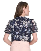 Tommy Hilfiger Women's Floral Print Puff-Sleeve Blouse
