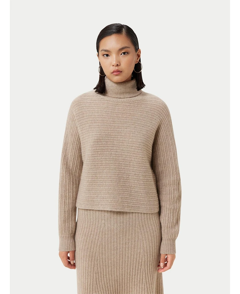 Gobi Cashmere Women's Cropped T-Neck Sweater