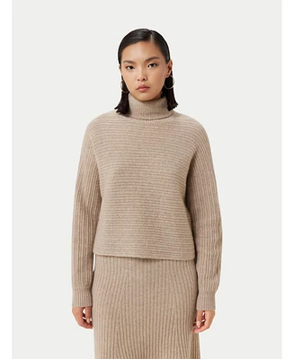 Gobi Cashmere Women's Organic Colour Cropped T-Neck Sweater