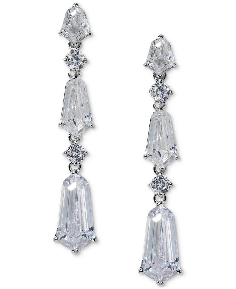 Eliot Danori Silver-Tone Cubic Zirconia Linear Drop Earrings, Exclusively at Macy's