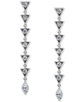 Eliot Danori Silver-Tone Cubic Zirconia Triangle Linear Drop Earrings, Exclusively at Macy's