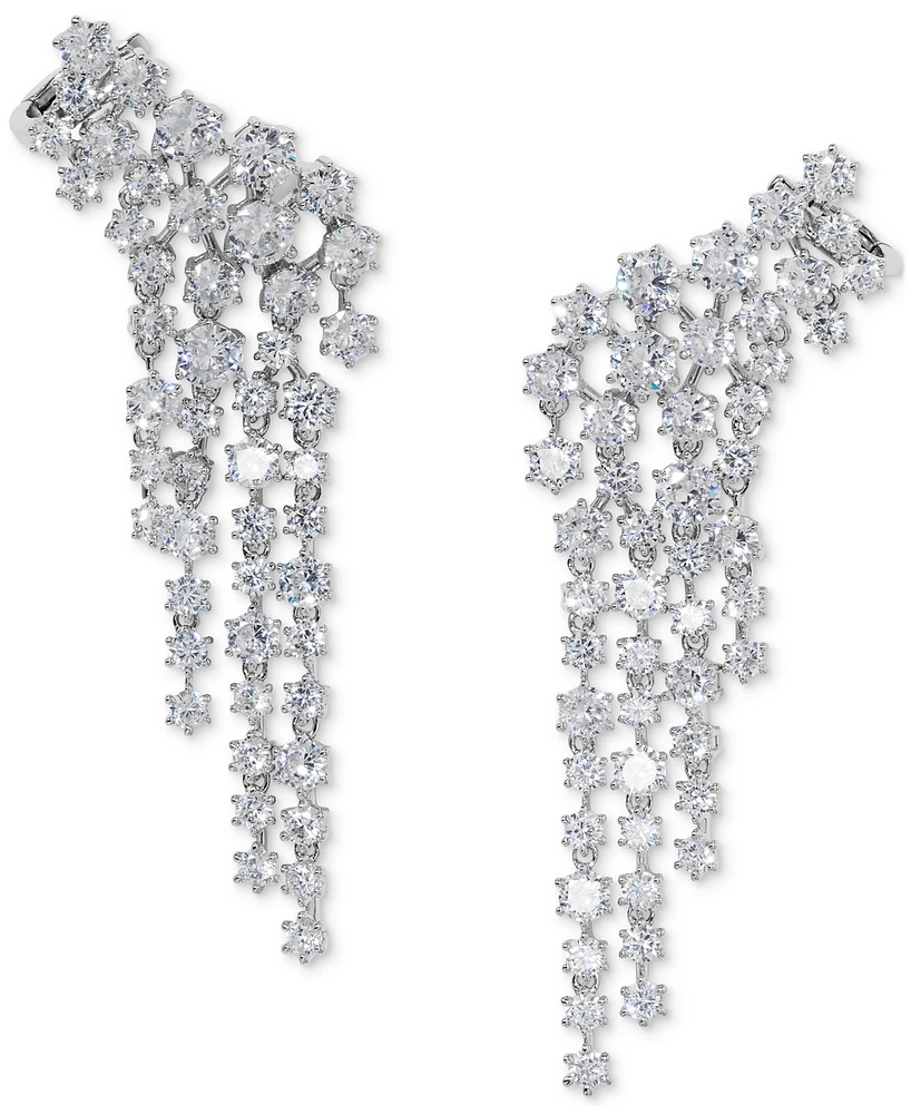 Eliot Danori Silver-Tone Stone Climber Earrings, Exclusively at Macy's