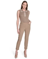 Tommy Hilfiger Women's Solid Mid-Rise Slim-Fit Ankle Pants