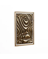 LuxenHome Gold Metal Abstract Wood Framed 20"W x 32" H Wall Decor