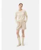Gobi Cashmere Women's Mixed Pattern Cashmere Crewneck Sweater