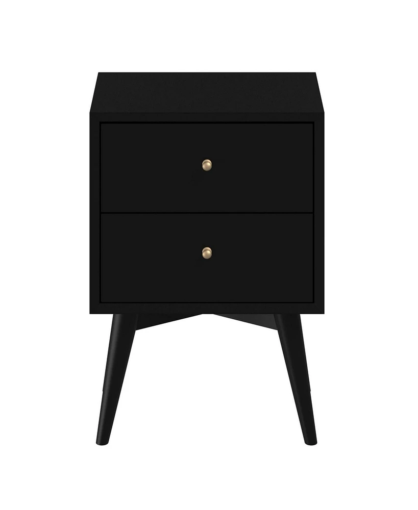 Sturdy Two-Drawer Solid Wood Nightstand for Bedside Essentials