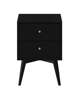 Sturdy Two-Drawer Solid Wood Nightstand for Bedside Essentials