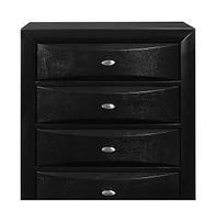 Solid Wood Five-Drawer Dresser with Mirrored Accents for Bedroom Storage