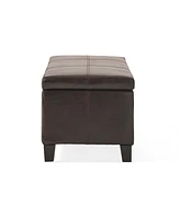 Faux Leather Storage Ottoman Bench with Lift-Top, Padded Seat, and Wooden Legs for Living Room, Bedroom, or Entryway-The Pop Home