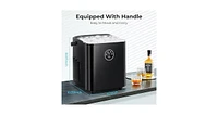 Zafro Compact Countertop Ice Maker, Produces 8 Bullet Ices in 6 Minutes, Features Self-Cleaning Function, Portable with Built-in Basket and Scoop, Off