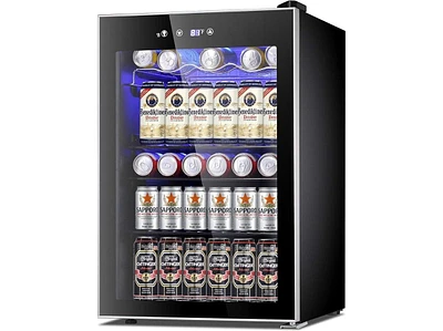 Zafro Mini Fridge Beverage Cooler - 128-Can Capacity with Glass Door for Soda, Beer, or Wine