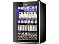 Zafro Mini Fridge Beverage Cooler - 128-Can Capacity with Glass Door for Soda, Beer, or Wine