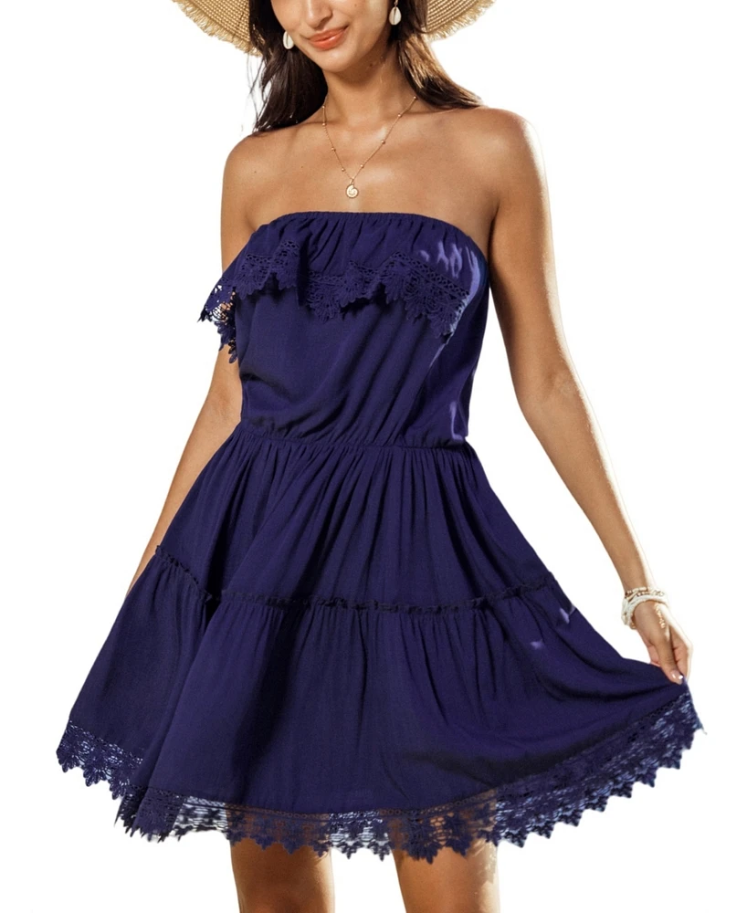 Cupshe Women's Moonlit Whispers Navy Mini Beach Dress