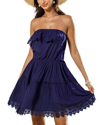 Cupshe Women's Moonlit Whispers Navy Mini Beach Dress