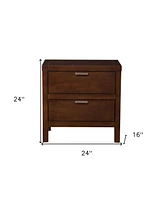 Modern Faux Wood Nightstand with Two Drawers for Bedside Essentials