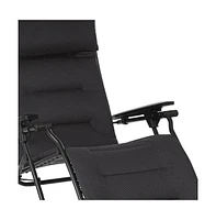 Foldable Steel Frame Zero Gravity Chair with Cushion for Outdoor Lounging