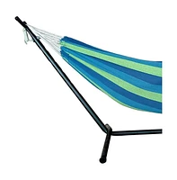 Blue And Green Stripe Two Person Hammock With Stand