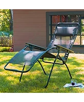 Reclining Steel Zero Gravity Chair with Cushion for Patio and Lawn
