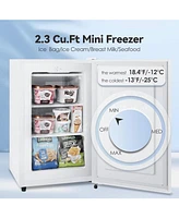 Zafro Compact Upright Freezer, 2.3 Cu Ft with Handle, Removable Shelves, Adjustable Thermostat, Low Noise Design for Bedroom, Apartment or Office