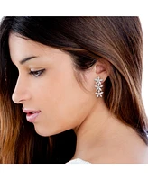 Jessica Simpson Crystal Snowflake Drop Earrings - Silver