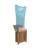 Compact Teak Laundry Hamper with Removable Bag for Easy Sorting