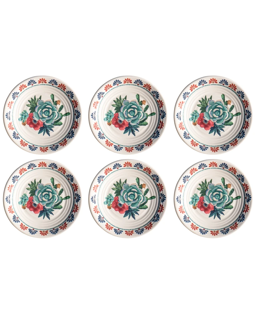 TarHong Desert Succulent 6-Pc. Salad Plates, Service For 6