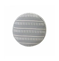 Striped Round Polyester Pouf Ottoman for Patio and Home Decor