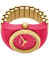 Fossil Women's Two-Hand Pink Stainless Steel Ring Watch, 15mm
