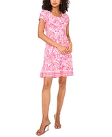 Msk Women's Paisley-Print Flounce-Hem Shift Dress