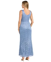 R & M Richards Petite 2-Pc. Metallic-Lace Gown Jacket Set