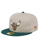 New Era Men's Natural/Hunter Green Chicago Bulls Lifestyle Tree Bark 59FIFTY Fitted Hat