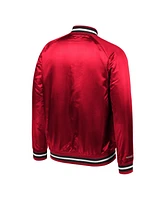 Mitchell & Ness Men's Red Chicago Bulls Hardwood Classics Throwback Wordmark Satin Jacket
