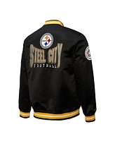 Mitchell & Ness Men's Black Pittsburgh Steelers Double Down Satin Full-Snap Jacket